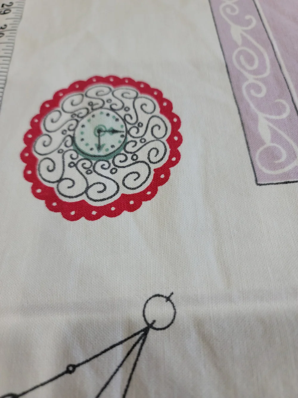 Vintage Rectangular Cotton Tablecloth White Lavender Floral Print